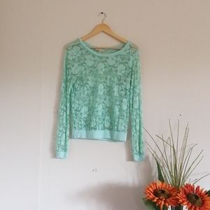 teal forever 21 sheer pull on summer floral top